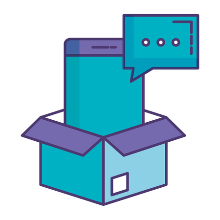 smartphone with speech bubble in box vector illustration designのイラスト素材