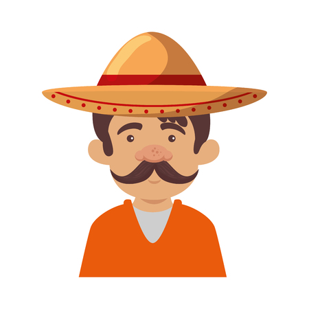 traditional mexican man with hat vector illustration designのイラスト素材