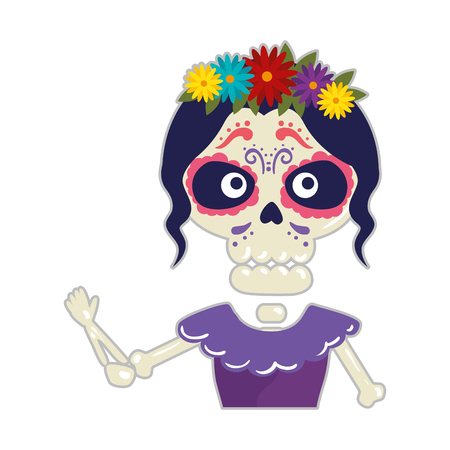 skeleton of katrina character vector illustration designのイラスト素材