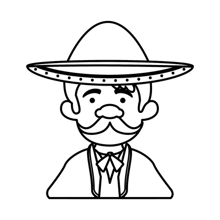 traditional mexican mariachi character vector illustration designのイラスト素材