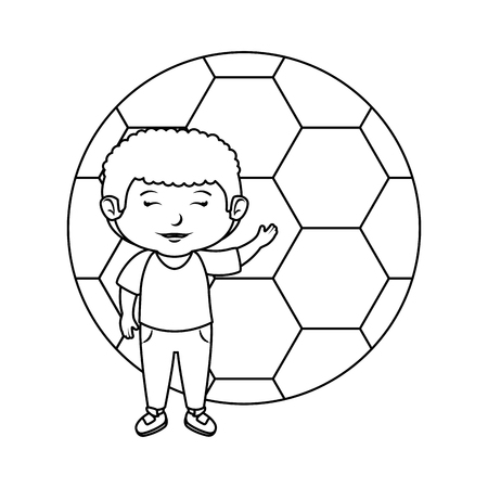 little boy with soccer balloon vector illustration designのイラスト素材