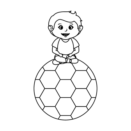 little boy with soccer balloon vector illustration designのイラスト素材