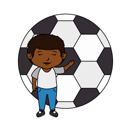 little boy with soccer balloon vector illustration designのイラスト素材