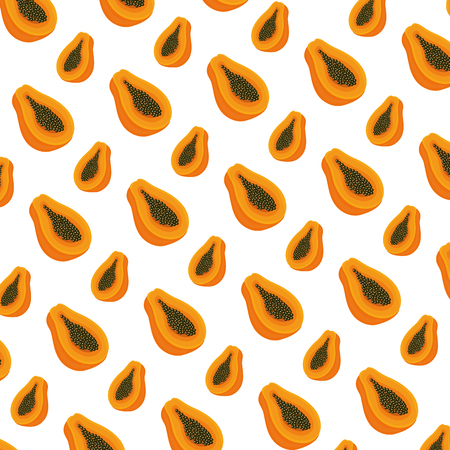 papaya fresh fruit pattern background vector illustration designのイラスト素材