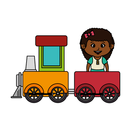 little girl with train vector illustration designのイラスト素材