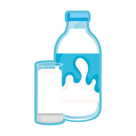 delicious milk bottle and glass vector illustration designのイラスト素材