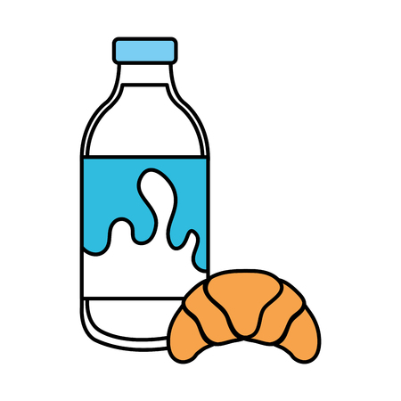 delicious milk bottle with bread vector illustration designのイラスト素材