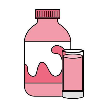 delicious bottle yogurt with glass vector illustration designのイラスト素材