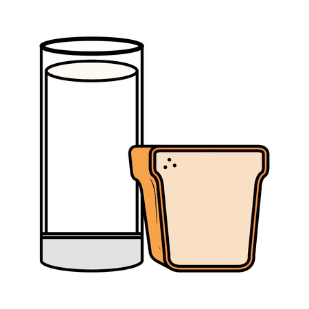 delicious milk glass cup with bread vector illustration designのイラスト素材
