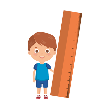 little boy student with rule character vector illustration designのイラスト素材