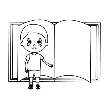 little boy student with book character vector illustration designのイラスト素材