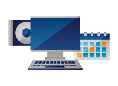 computer monitor calendar compact disk vector illustrationのイラスト素材