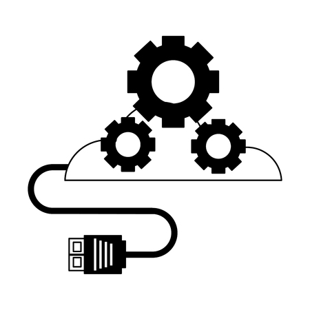 cloud computing gears setting connector vector illustrationのイラスト素材