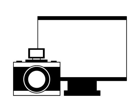 computer monitor photography camera devices vector illustrationのイラスト素材