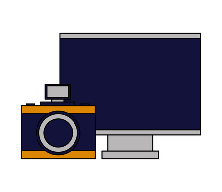 computer monitor photography camera devices vector illustrationのイラスト素材