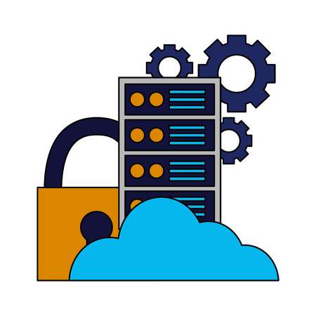 cloud computing cpu security settings vector illustrationのイラスト素材