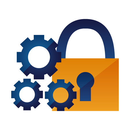 padlock security settings on white background vector illustrationのイラスト素材