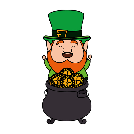 leprechaun with treasure cauldron saint patrick vector illustration designのイラスト素材