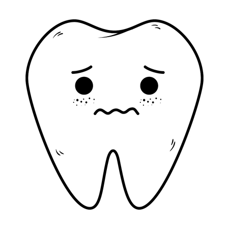 comic tooth sad kawaii character vector illustration designのイラスト素材