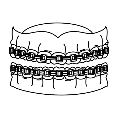 human teeth with orthodontics vector illustration designのイラスト素材