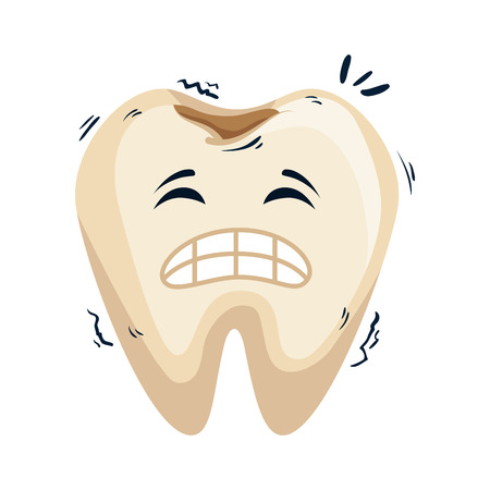 comic tooth sad kawaii character vector illustration designのイラスト素材
