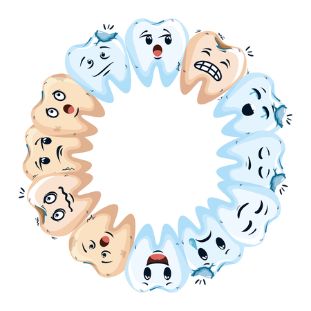 comic teeth around kawaii characters vector illustration designのイラスト素材