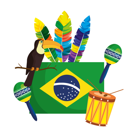 brazilian flag with culture icons vector illustration designのイラスト素材