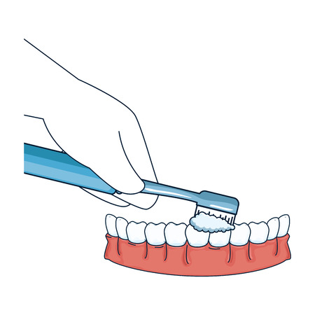 hand with tooth brush vector illustration designのイラスト素材