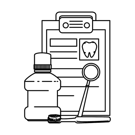 dental hygiene equipment and clipboard vector illustration designのイラスト素材