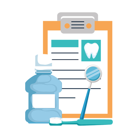 dental hygiene equipment and clipboard vector illustration designのイラスト素材