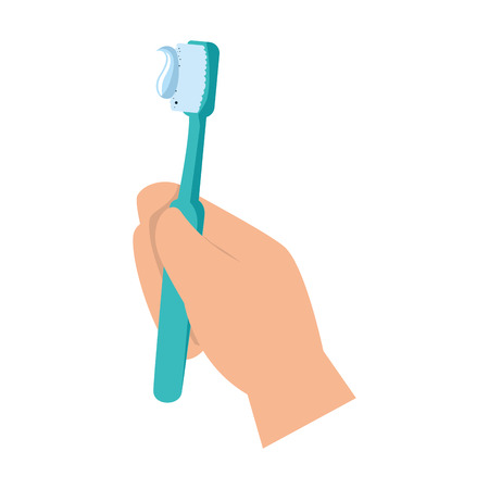 hand with tooth brush vector illustration designのイラスト素材