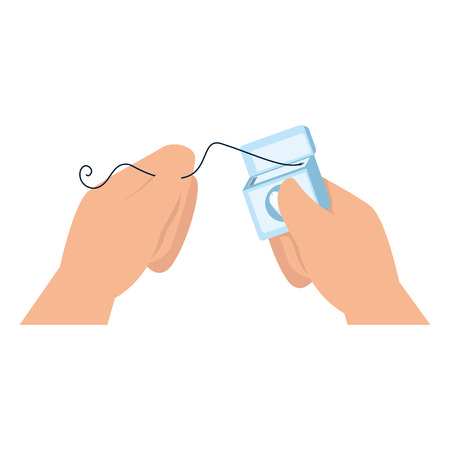 hands using dental floss vector illustration designのイラスト素材