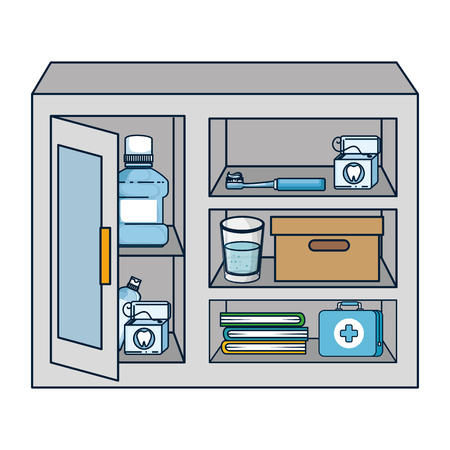 display case with dental hygiene products vector illustration designのイラスト素材