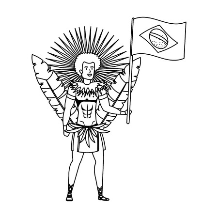 brazilian male dancer waving flag vector illustration designのイラスト素材