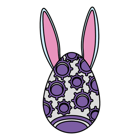 egg painted with rabbit ears easter icon vector illustration designのイラスト素材