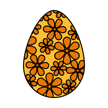 egg painted happy easter with flowers vector illustration designのイラスト素材