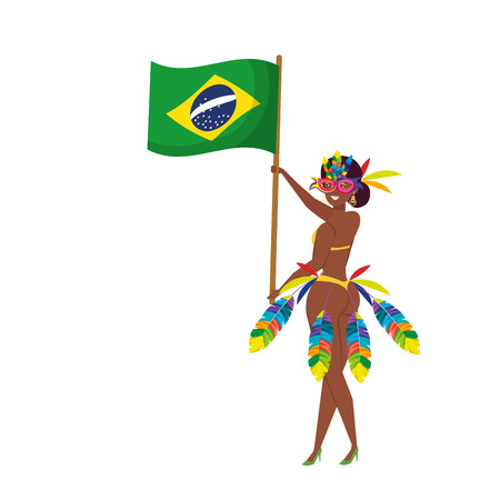 brazilian garota waving brazil flag vector illustration designのイラスト素材