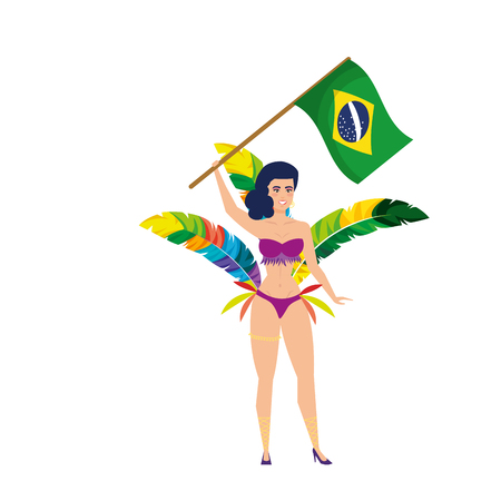 brazilian garota waving brazil flag vector illustration designのイラスト素材