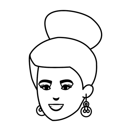 beautiful and young woman head character vector illustration designのイラスト素材