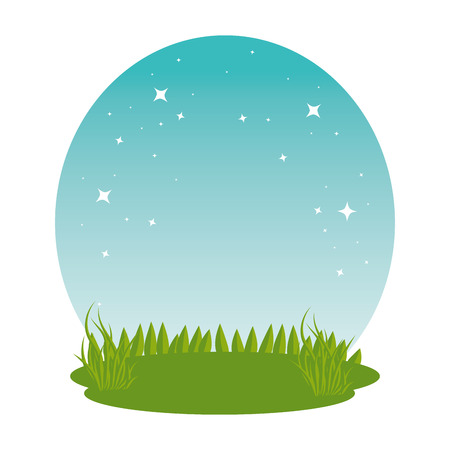 meadow grass landscape scene vector illustration designのイラスト素材