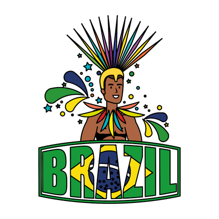 brazilian male dancer with brazil label vector illustration designのイラスト素材