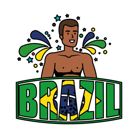 brazilian male dancer with brazil label vector illustration designのイラスト素材
