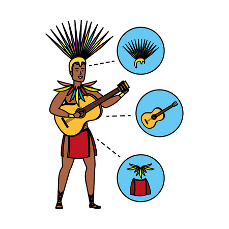 brazilian male dancer with accessories infographic vector illustrationのイラスト素材