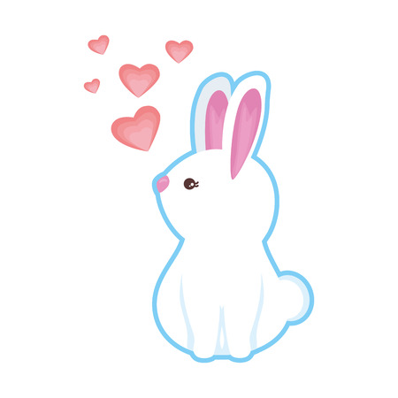 cute rabbit with hearts love vector illustration designのイラスト素材