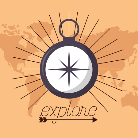 wanderlust guide compass map background vector illustrationのイラスト素材