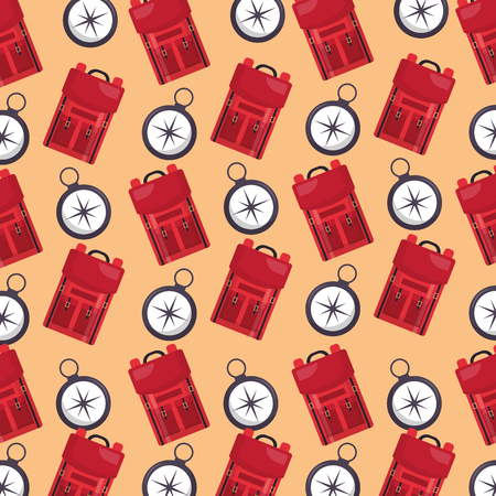 red bags compass guide travel background vector illustrationのイラスト素材