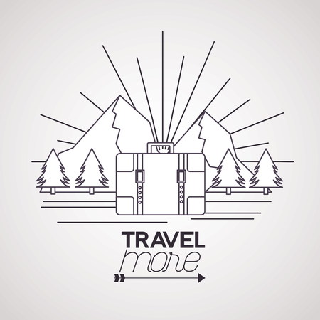 travel more briefcase mountains landscape vector illustrationのイラスト素材