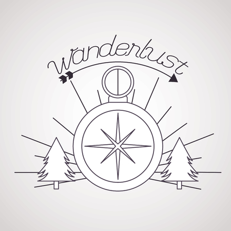 compass guide pine trees wanderlust background vector illustrationのイラスト素材