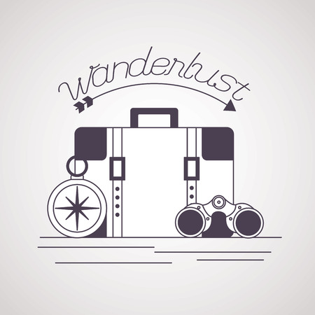 compass binoculars and briefcase wanderlust vector illustrationのイラスト素材