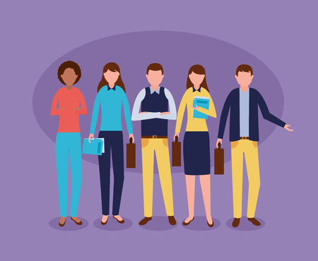 business people group holding briefcase paper vector illustrationのイラスト素材